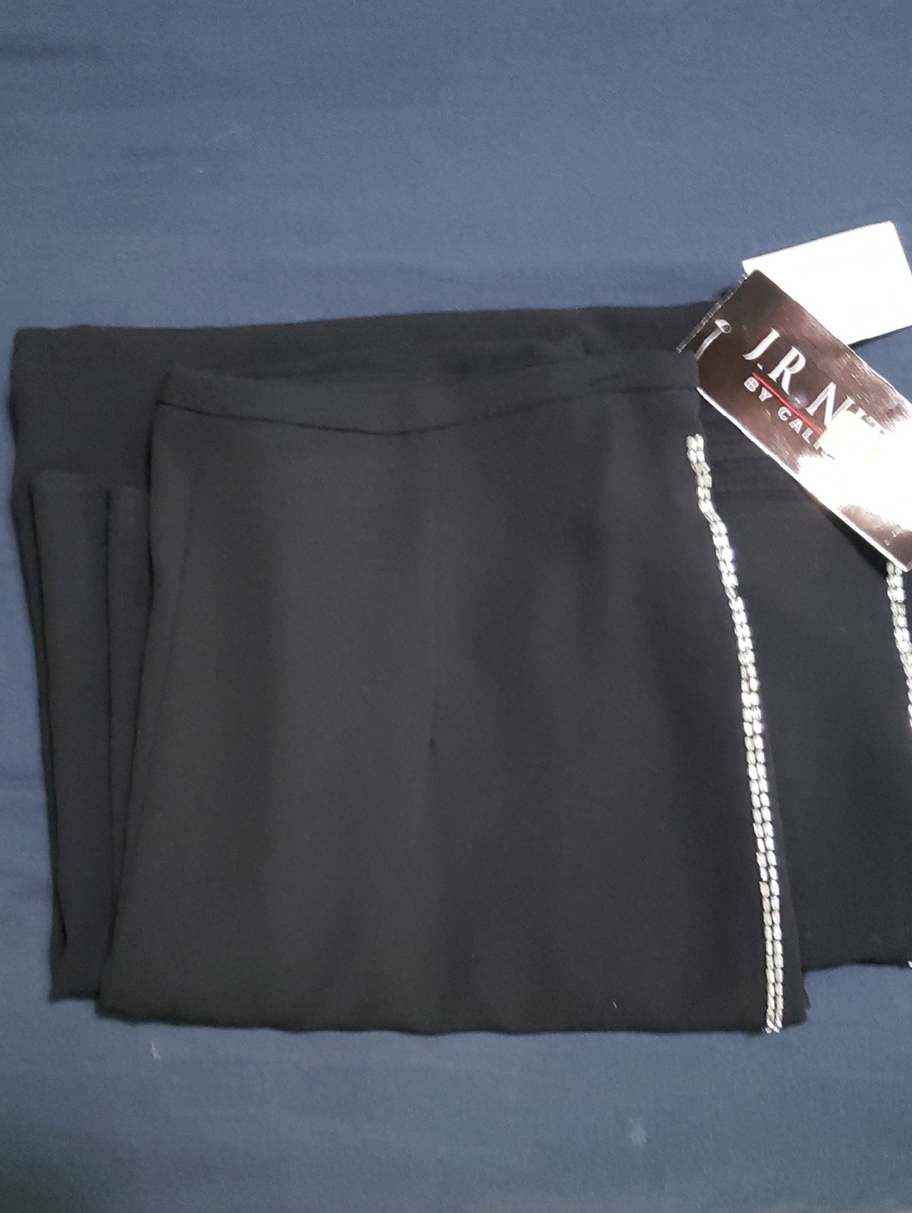 NWT-J.R. Nites Black Split Pants with Side Rhinestone Trim Size 14